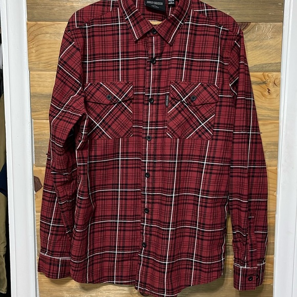 Harley Davidson Men's Long Sleeve‎ Button Down Flannel Casual Shirt Large - Picture 1 of 9